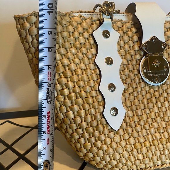 Michael Kors Vintage Woven Tote Bag White Leather Gold Hardware Spring/Summer - Picture 11 of 14